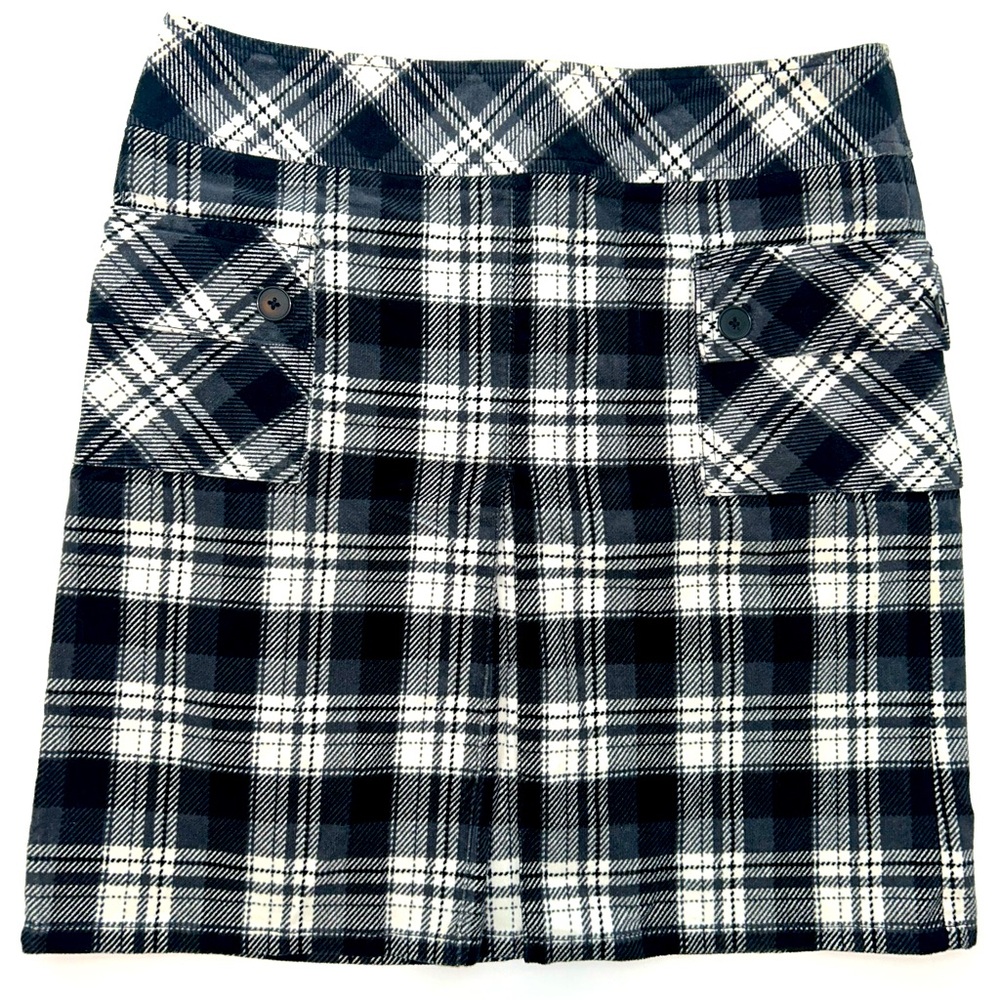 LOFT womens Petite pockets black white plaid mini skirt size 8P